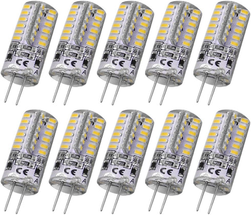 RAYHOO 10pcs G4 Base LED Light Bulbs, Warm White 3000K, 3 Watt Equivalent to 20W T3 Halogen Track Bulb, Non-dimmable, DC 12V...