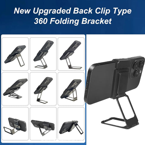 New Upgraded Back Clip Type 360 Folding Bracket, Folding Phone Stand, Cell Phone Stand, Adjustable Foldable Desktop Phone Holder Compatible with i...