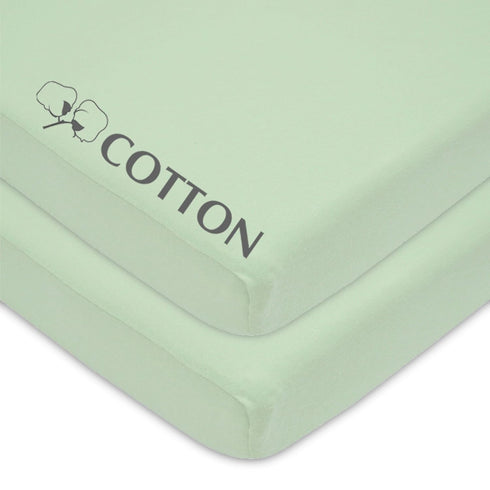 American Baby Company 2 Pack 100% Natural Cotton Fitted Mini Crib Sheets 38" x 24" - Soft & Breathable Small Nesting Portable Sheets, Fits Pack N ...
