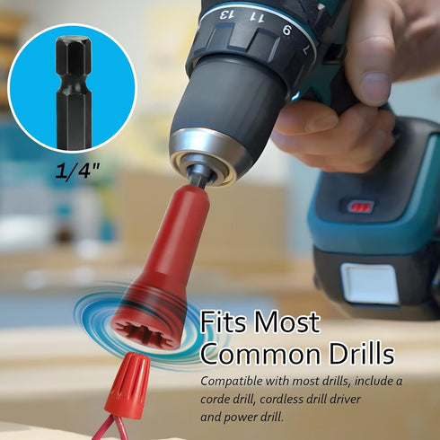 Wire Twisting Tool,Wire Twister,Wire Nut Twister,Spin-Twist Wire Connector Socket,Wire twist tool with 1/4" Chuck (Red)...