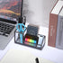 Hipiwe Glass Business Card Holder Metal Pen Pencil Storage Holder for Desk Clear Business Card Display Organizer Case for Office Home,2 Slots,Blac...
