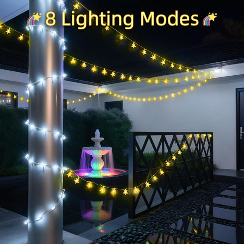 120 LED 40FT Star String Lights, 8 Modes Plug in Star Lights with Timer & Memory, Indoor Outdoor Christmas Twinkle Light for Birthday Party Bedroo...