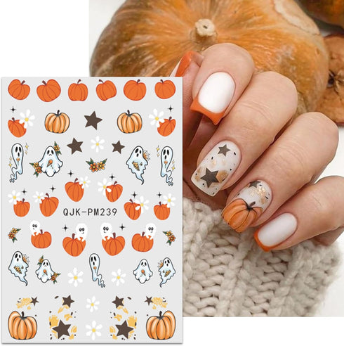 JMEOWIO 9 Sheets Halloween Nail Art Stickers Decals Self-Adhesive Bat Ghost Nail Supplies Nail Art Design Decoration Accessories...
