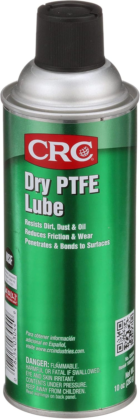 CRC Dry PTFE Lube, 10 Wt Oz, NSF H2 Registered Lubricant with Advanced Dry Film Technology, Plastic-Safe, Aerosol Spray (Pack of 1)...