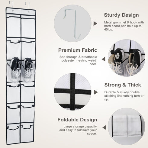 12 Large Pockets Over Door Hanging Shoe Organizer...