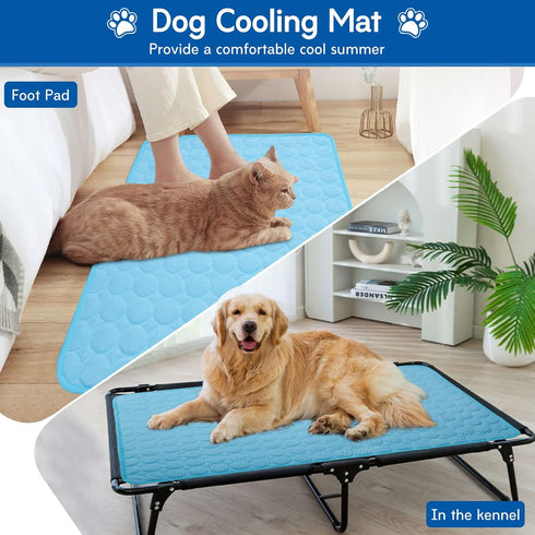 Dog Cooling Mat Cooling Pad for Dog, Washable Cooling Blanket Cushion for Kennel Sofa Bed Floor Car Seats,Travel Summer Dog Pad Made of Ice Silk (...