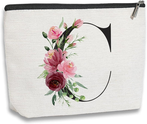 Birthday Gifts for Women Mom, A-Z Personalized Makeup Bag, Monogrammed Bridesmaid Gifts for Women Friends Teachers, Travel Toiletry Makeup Organiz...