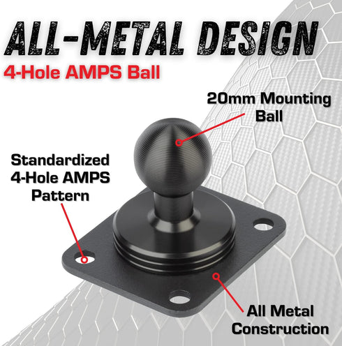 Bulletpoint Metal 4-Hole AMPS Base Mount with 20mm (0.787 inches) Mounting Ball...