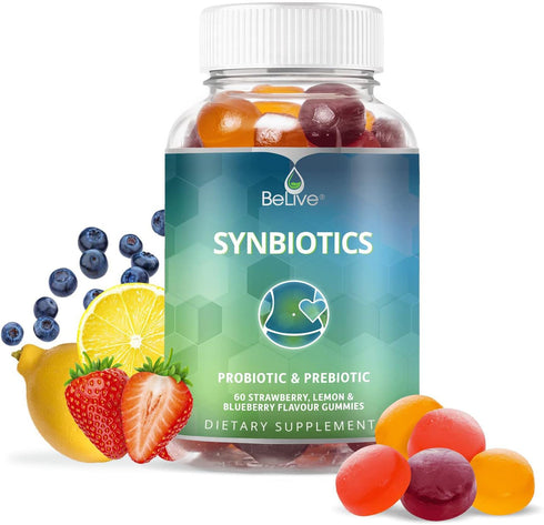 BeLive Prebiotic Fiber & Probiotic Gummies – High Strength Inulin (3g), Dietary Fiber Supplement, Digestive Support for Kids - Strawberry, Lemon, ...