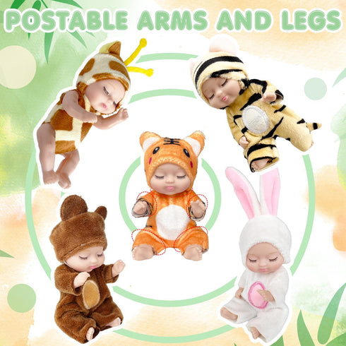 10 Pcs Mini Baby Dolls,4 inch Lifelike Realistic Baby Dolls with Animal Clothes,Cute Small Baby Doll for Girls Kids Easter Basket Valentine Birthd...