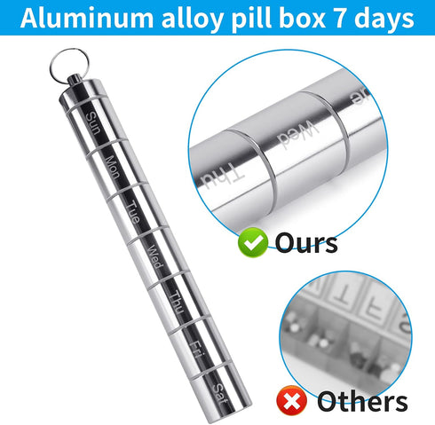 Pill Box Organizer, 7 Compartment Pill Case, Waterproof Emergency Medicine Container, Daily Pills Holder, Pill Dispenser Storage Box with Keychain...