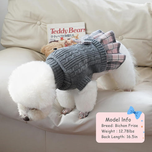 YUDODO Dog Sweater Dress for Small Dogs Winter Warm Dog Turtleneck Sweater Soft Puppy Knitwear Clothes Cute Doggie Dresses for Teacup Dog Yorkie C...