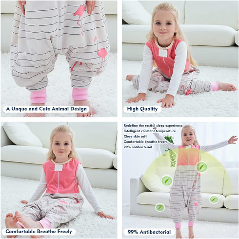 MICHLEY Toddler Sleeping Sack with Feet Newborn Infant Sleeveless Sleeping Bag 2-way Zipper Baby Wearable Blanket for Walkers,Pink Bird,1-3T...