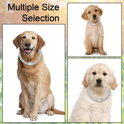 Dog Chain Diamond Cuban Collars Dog Training with Design Secure Buckle, Pet Crystal Necklace Accessories for Small Medium Large Dogs Cats...