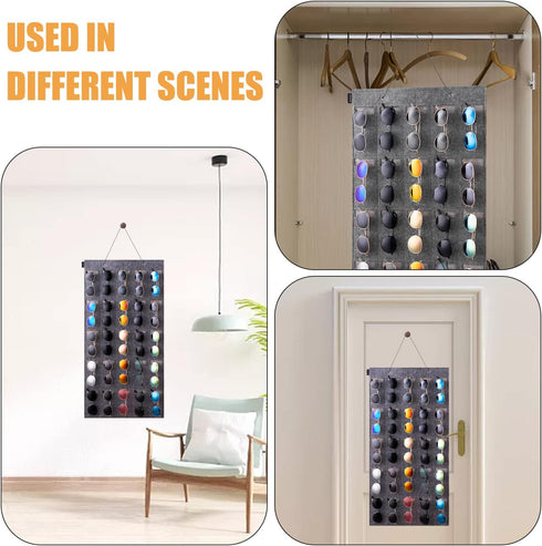 Sunglasses Organizer Storage- Hanging Eyeglasses Wall Pocket Mounted,Eyewear Display,25 Slots...