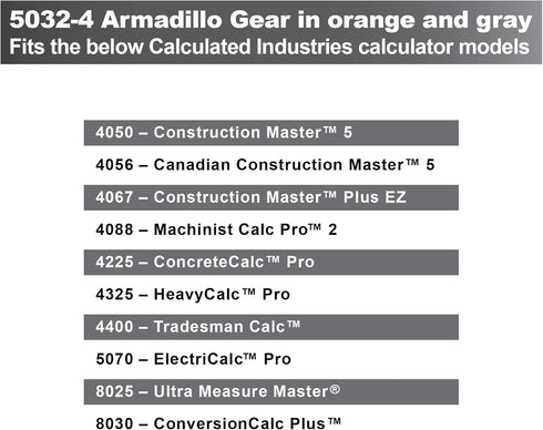 Calculated Industries 5032-4 Armadillo Gear Hard Protective Calculator Case in Orange...