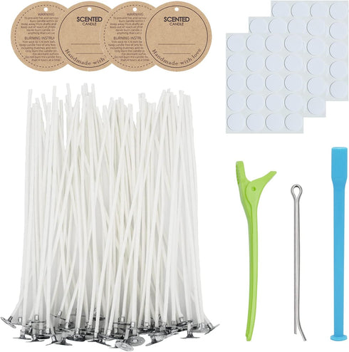 Candle Wick Kit, 60 Cotton Candle Wicks with Candle Making Tools for Candle Making (Thin, 8 inches)...