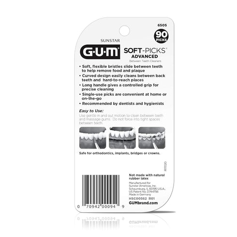 GUM Soft-Picks Advanced, Easy to Use Dental Picks for Teeth Cleaning and Gum Health, Disposable Interdental Brushes with Convenient Carry Case, De...