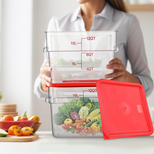 2 Pcs Lids for Square Commercial Food Storage Containers Polycarbonate Lids for 6 Qt and 8 Qt Food Storage Containers for Commercial Kitchen Dough...