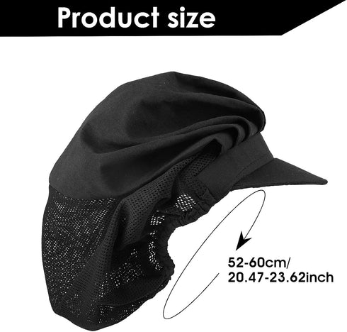 Yolev 2Pcs Chef Hats-Kitchen Baker Cooking Hair Nets Food Service Hairnets for Women Men with Brim (Black)...