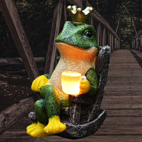 Miniature Frog Garden Statue with Solar Light Home Decor Fairy Garden Accessories Frog Decor for Patio, Balcony, Yard, Lawn Bedroom 2.3"x3.3"x5"...