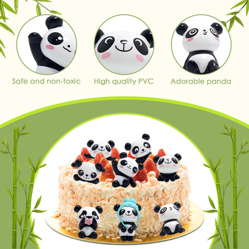 panda cake topper set cute panda figures Cute Panda Characters Toys Mini Figure Collection Playset for panda theme party supplies?13pcs?...