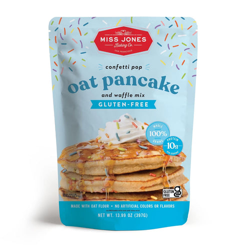 Miss Jones Baking Confetti Pop Oat Pancake and Waffle Mix - Made with Oat Flour, Gluten Free, 10g of Protein, 100% Whole Grains, 13.99 Ounce (Pack...