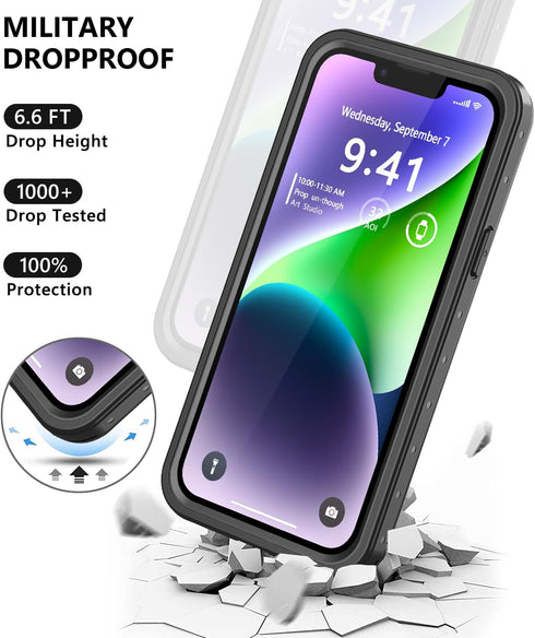 for iPhone 14 Waterproof Case with Built-in Screen Protector, Shockproof Dustproof Full Body Protective IP68 Waterproof Phone Case for iPhone 14 6...