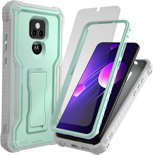 DUOPAL for Motorola Moto G Play 2021 Case, Military Grade Protection Shockproof Case with Tempered Glass HD Screen Protector and Kickstand Compati...