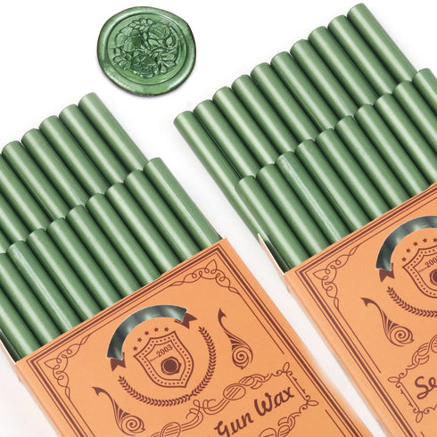 Green Wax Seal Sticks, Wasole 40pcs Glue Gun Pine Green Wax Sealing Sticks Beads Great for Wax Sealing Stamp, Wedding Invitations, Letter Envelope...