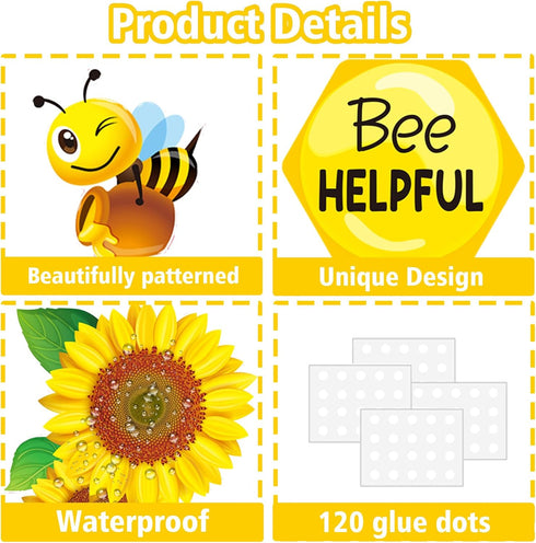 66 Pieces Bee Bulletin Board Decorations - Bee Hive Theme Cutouts Classroom Bulletin Board Decor Border Set Sunflower Cutouts for Classroom Wall B...