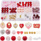 SUNNYCLUE 1 Box DIY 6 Sets Valentine's Day Charms Heart Beads Beading Bracelets Kit Enamel Heart Rose Charms Rhinestone Bead Round Acrylic Crackle...