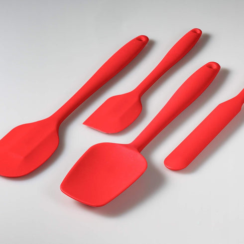 4 Piece Silicone Spatula Set, Flexible Heat Resistant Non-scratch Baking Cooking Rubber Spatulas with Stainless Steel Core, Red...