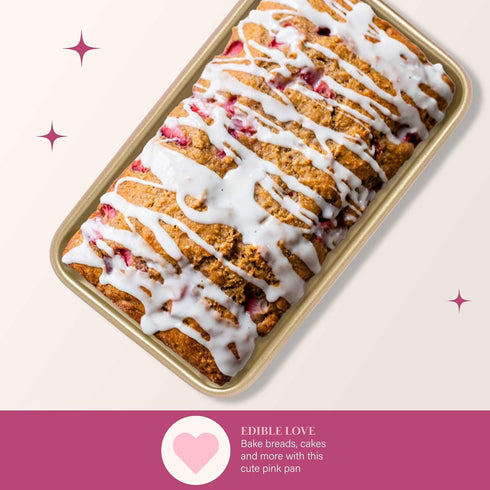 Paris Hilton Nonstick Carbon Steel Bakeware Collection, 9-Inch x 5-Inch Loaf Pan, Dishwasher Safe, Made without PFOA and PFAS, Pink Champagne Two-...