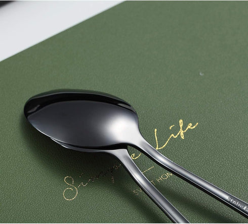 Black Teaspoons, Kyraton 6 Pieces 6.7" Stainless Steel Tea Spoons With Black Titanium Plating, Ice Cream Spoons, Dessert Spoon, Coffee Spoon,Golde...