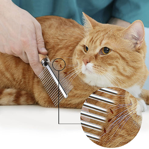 Grooming Brush Set Long Tooth Undercoat Dog Rake+Flea Comb,Deshedding Tool Beauty Steel Comb for Golden Retriever Husky German Shepherd Longhair C...