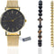 Halukakah Minimalist Stainless Steel Men's Watch - 24k Real Gold Plated/Platinum Plated Silver/Rhodium Plated Black Watch Band,Black Dial.Comes wi...
