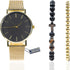 Halukakah Minimalist Stainless Steel Men's Watch - 24k Real Gold Plated/Platinum Plated Silver/Rhodium Plated Black Watch Band,Black Dial.Comes wi...
