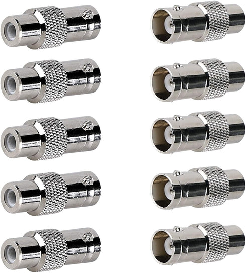 BNC Female to RCA Female Coupler Adapter Connector for CCTV Security Surveillance Systems (Pack of 10)...