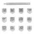 PH PandaHall 12pcs 10mm Zinc Alloy Leathercraft Metal Flower Pattern Stamps Punch Set Tool with 1pc Handle for Leather Craft Belt Bag Craft DIY Je...