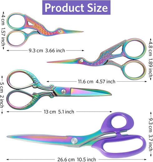 Titanium Coating Sewing Scissors Bundle, Professional Fabric Scissors Set, Ultra-Sharp Stainless Steel Blades, Ergonomic Handle, Great for Tailor,...