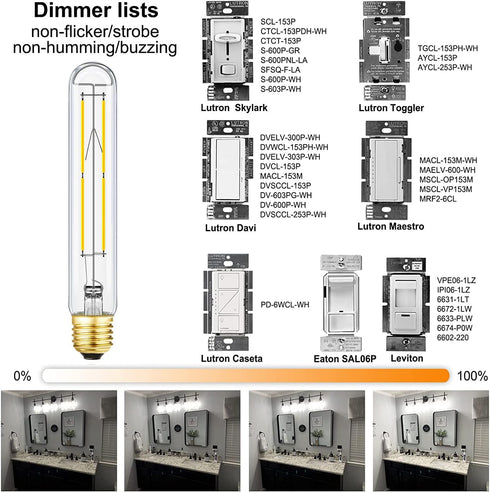 Leools Dimmable E26 Edison Bulb 8W Equal 75 watt Light Bulb AC120V Daylight 4000K Edison Light Bulbs 75 Watt 800LM Tubular T10 led Bulb for Rustic...