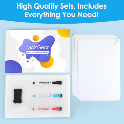 MaxGear 3 Pack Magnetic Whiteboard for Fridge, Small Magnetic Dry Erase Board Fridge Whiteboard for Kitchen, 12"x8" White Board Organizer Planner ...