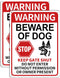 2 Pack Beware of Dog Signs, 13x9.9 inch Reflective Tin Sign Beware of Dog for Fence, Do Not Enter Sign Great for Garden and Yard Wall Decor...