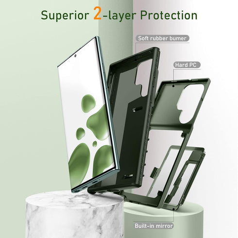 WeLoveCase Samsung Galaxy S22 Ultra Case Wallet Case with Credit Card Holder & Hidden Mirror, All-Round Protection Shockproof Phone Cover Designed...