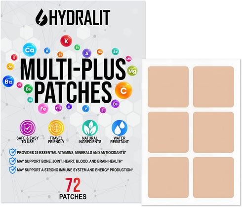 Multi Plus Topical Patch for Adults Men Women Essential Daily Healthy Patches Natural Boost Time-Released Formula All Day Nutrition Immune Support...