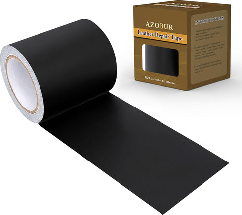 Azobur Leather Repair Tape Patch Leather Adhesive for Sofas, Car Seats, Handbags, Jackets,First Aid Patch 2.4" X15' (Black)...