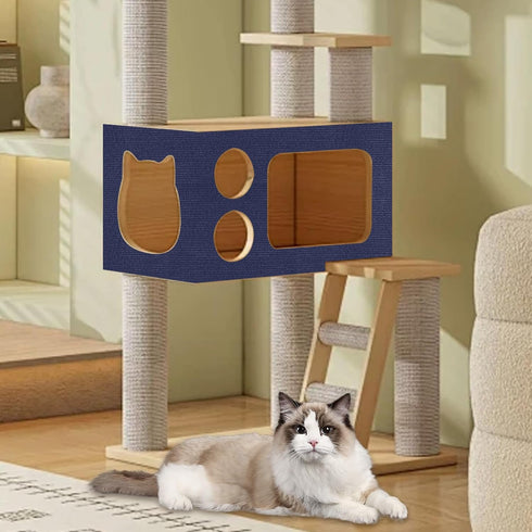 Trimmable Cat Scratching Post Carpet Covered 78.7”x15.8” Self-Adhesive Cat Tree Shelves Replacement Parts Mat Cat Scratcher for Cat Tree Shelves S...