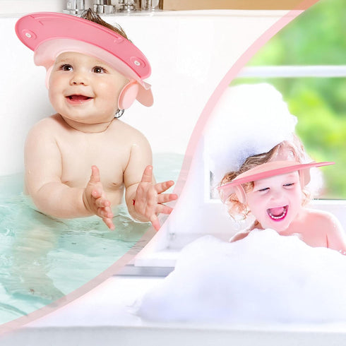Baby Shower Cap Baby Hair Washing Bath Cap Safe Silicone Protection Bath Cap Soft Adjustable Visor Hat for Protector Head Eye Ear Shampoo Caps for...