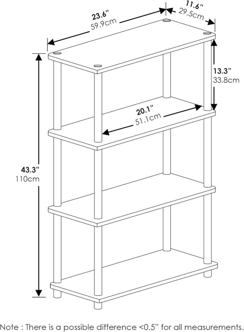 Furinno (99557EX/BK) Turn-N-Tube 4-Tier Multipurpose Shelf Display Rack - Espresso/Black...